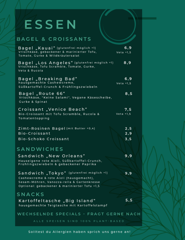 Speisekarte Café GegenVind