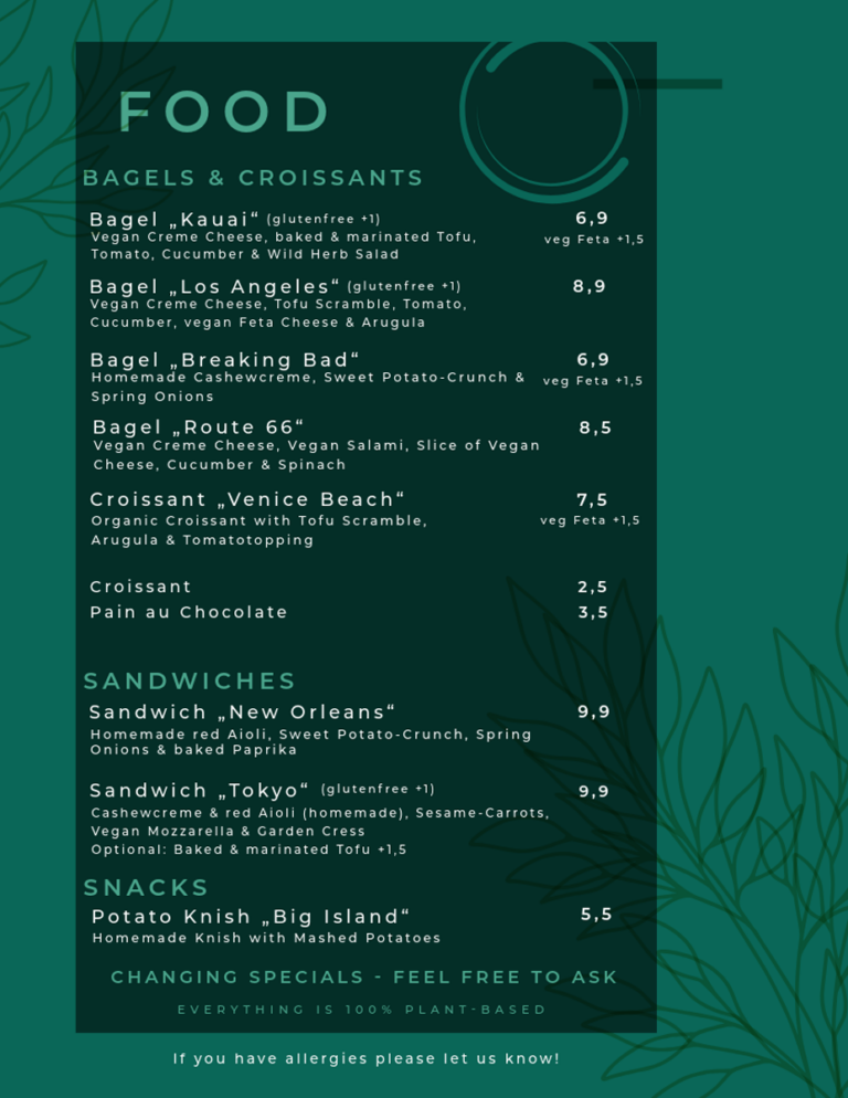 Menu Food Café GegenVind